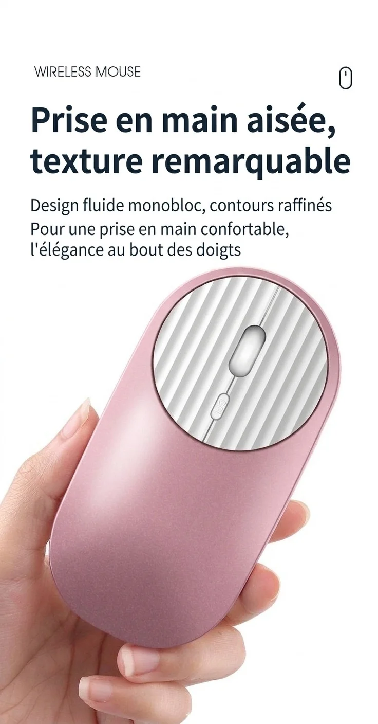 Souris sans fil double mode Bluetooth et 2,4 GHz, rechargeable, 1 600 DPI