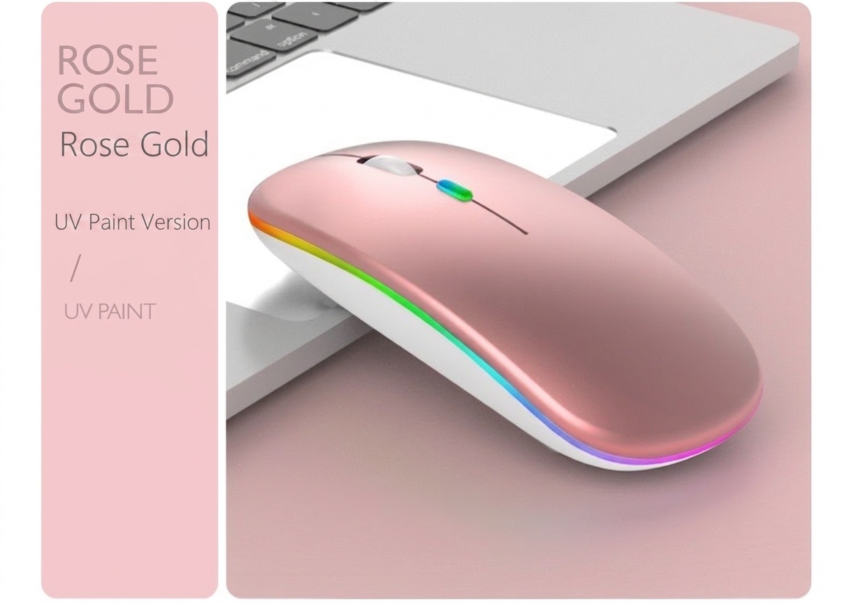 Ergonomic RGB Wireless Mouse, Dual-Mode Bluetooth 5.1 & 2.4G, 500mAh Battery