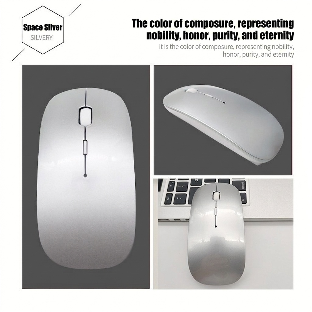 Silent Dual-Mode Wireless Mouse, Bluetooth & 2.4G Connectivity with Adjustable DPI