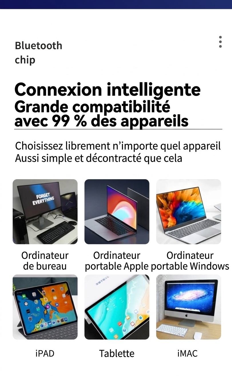 Souris Bluetooth 5.0 pliable ultra-fine, clics silencieux, autonomie de 1440 heures