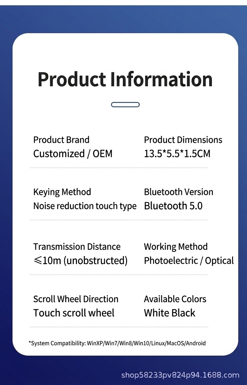 Ultra-Slim Foldable Bluetooth 5.0 Mouse, Silent Clicks, 1440-Hour Battery