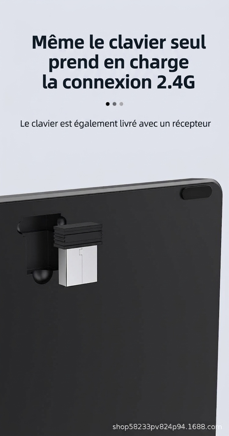 Ensemble clavier et souris sans fil Bluetooth 5.0 et 2,4 GHz multi-appareils
