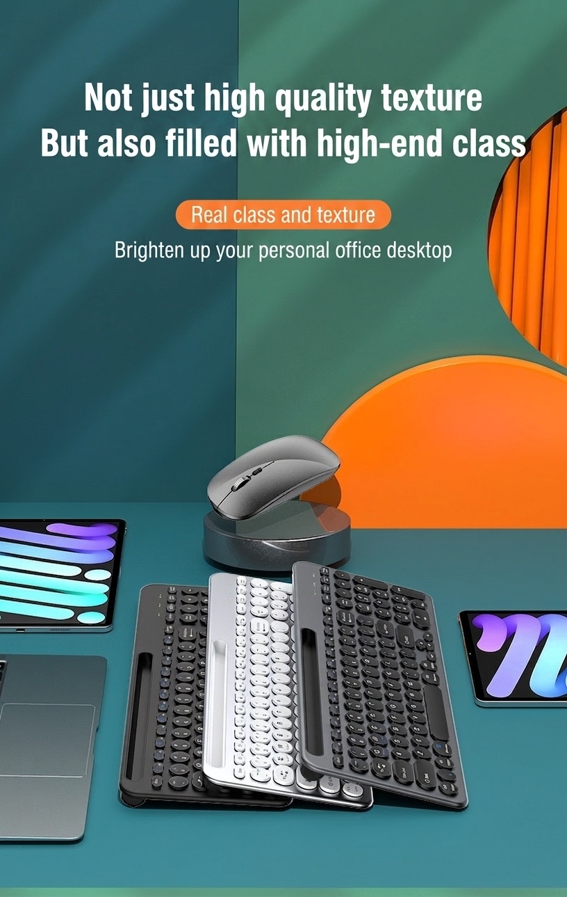 Versatile Bluetooth 5.2 & 2.4G Slim Wireless Keyboard & Mouse Combo, Type-C