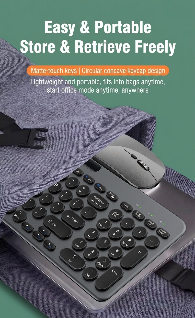 Versatile Bluetooth 5.2 & 2.4G Slim Wireless Keyboard & Mouse Combo, Type-C