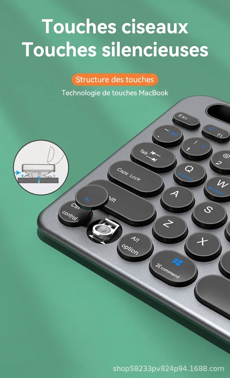 Ensemble clavier et souris sans fil Bluetooth 5.2 et 2,4 GHz fin et polyvalent, USB-C