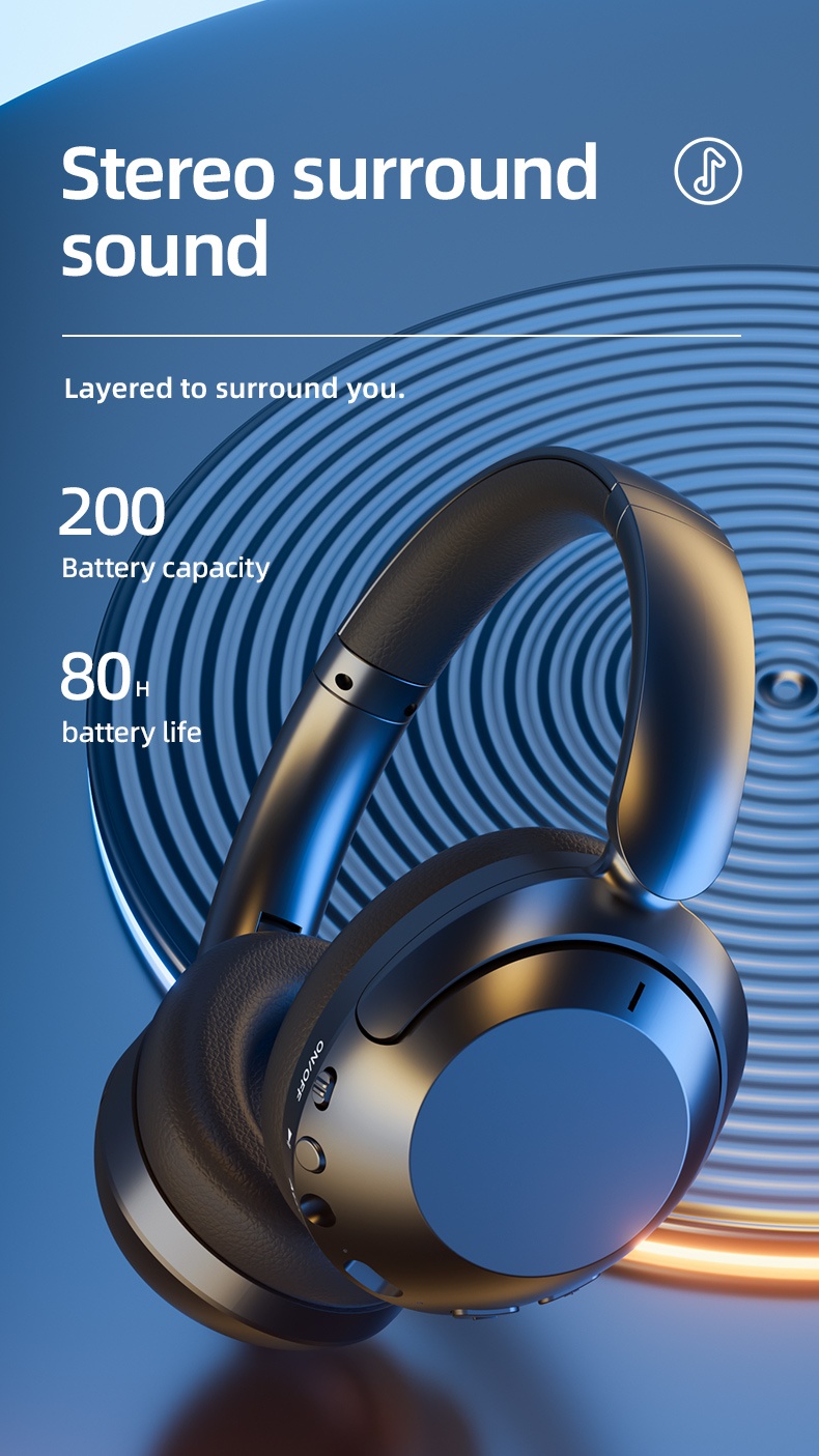 Wireless Bluetooth 5.3 Headphones with ANC & 80H Playtime