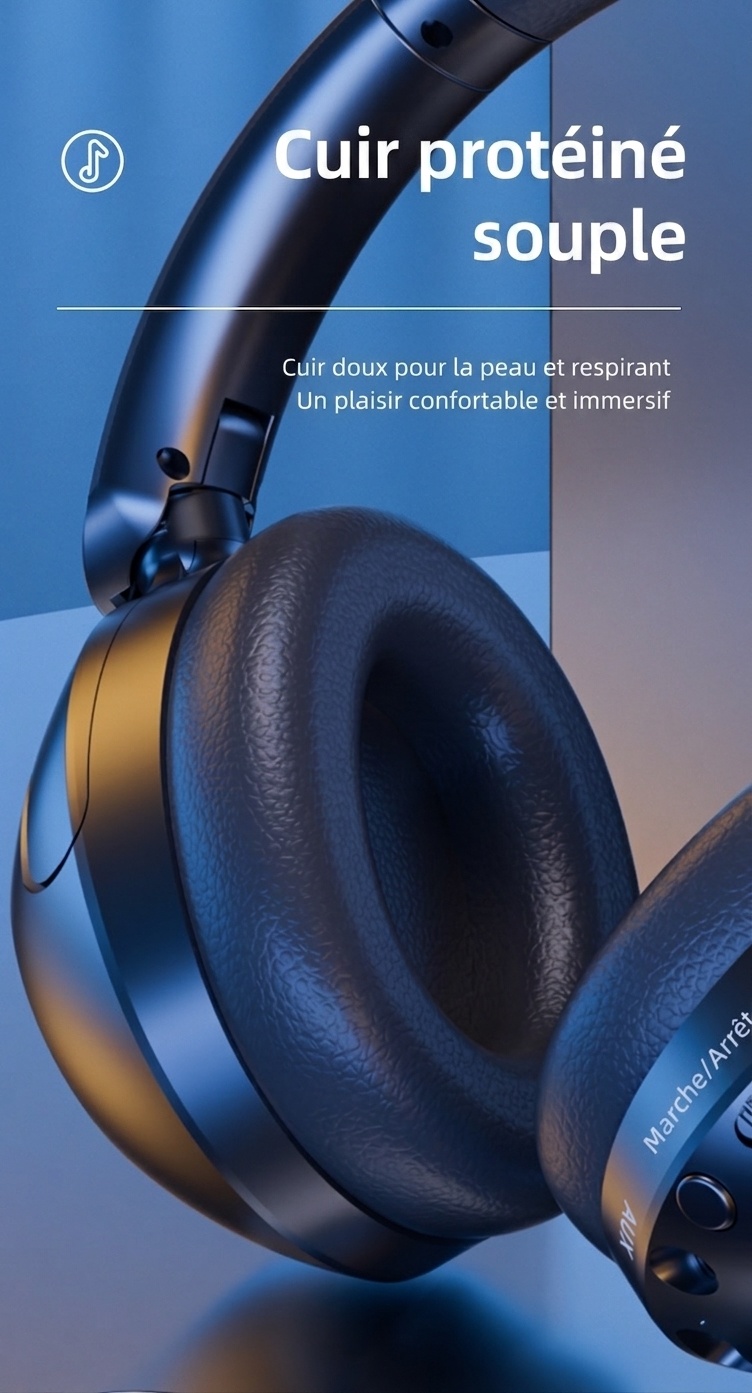 Écouteurs sans fil Bluetooth 5.3 avec réduction de bruit active et 80 heures d'autonomie