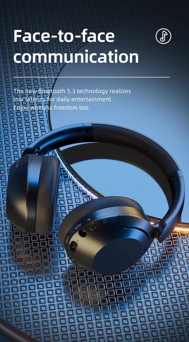 Wireless Bluetooth 5.3 Headphones with ANC & 80H Playtime