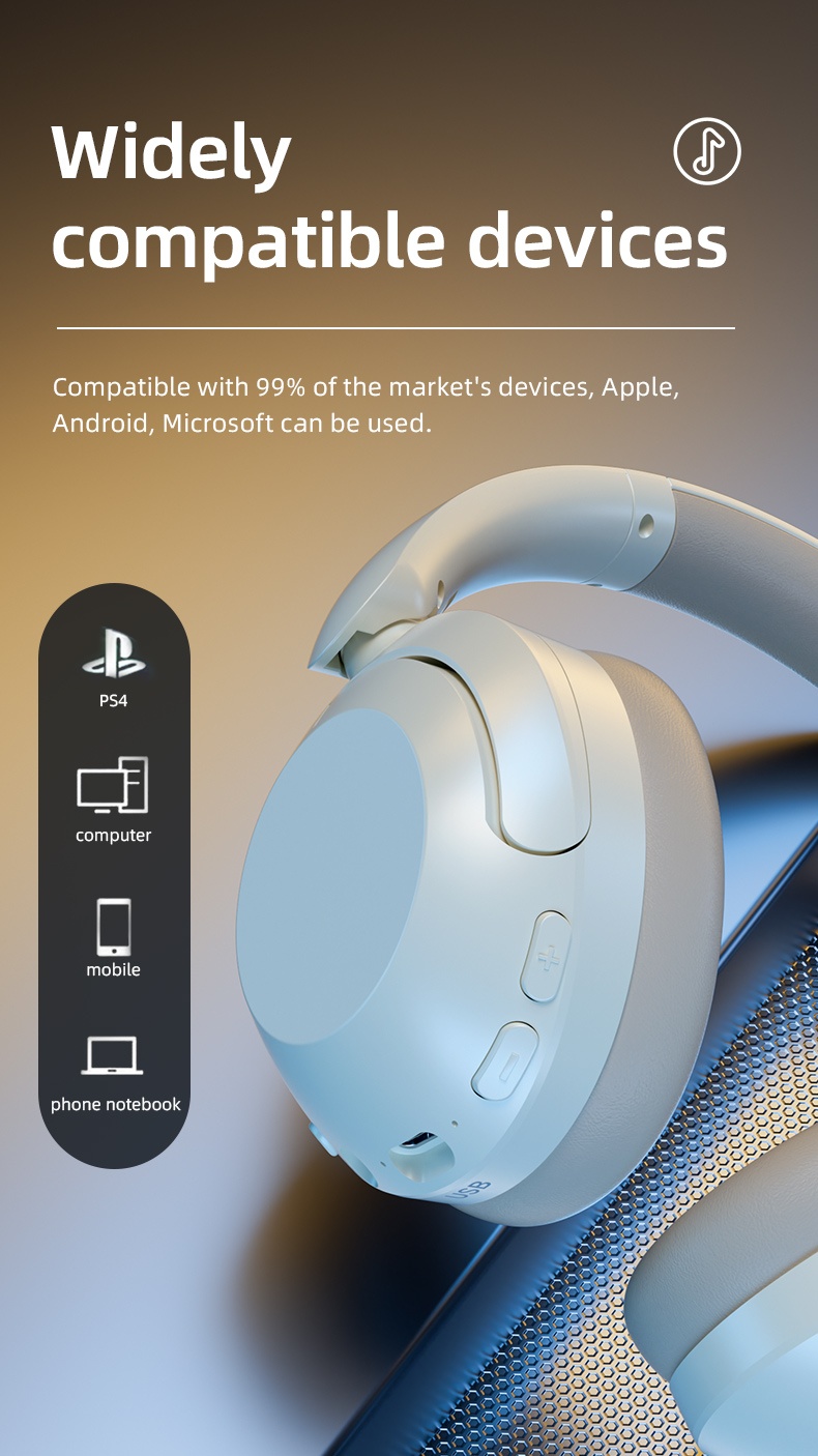 Wireless Bluetooth 5.3 Headphones with ANC & 80H Playtime