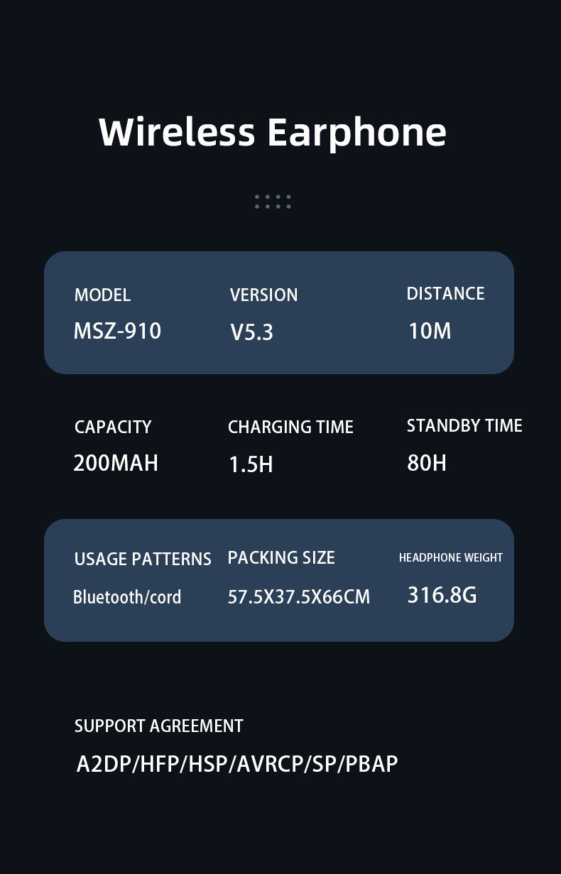Wireless Bluetooth 5.3 Headphones with ANC & 80H Playtime