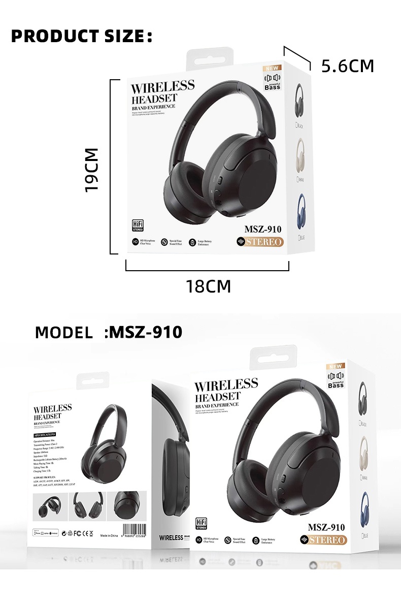 Wireless Bluetooth 5.3 Headphones with ANC & 80H Playtime