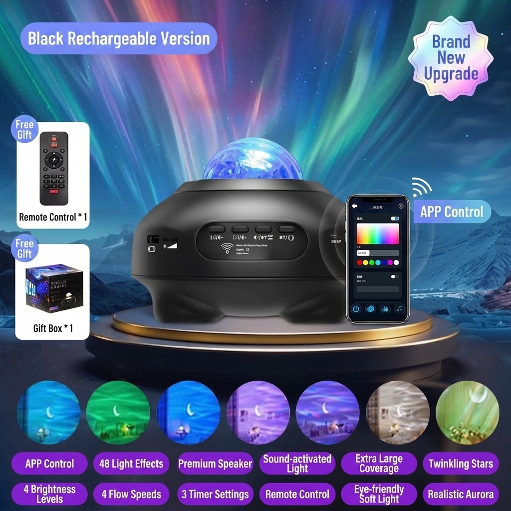 Aurora Star Projector with Bluetooth Speaker & App Control