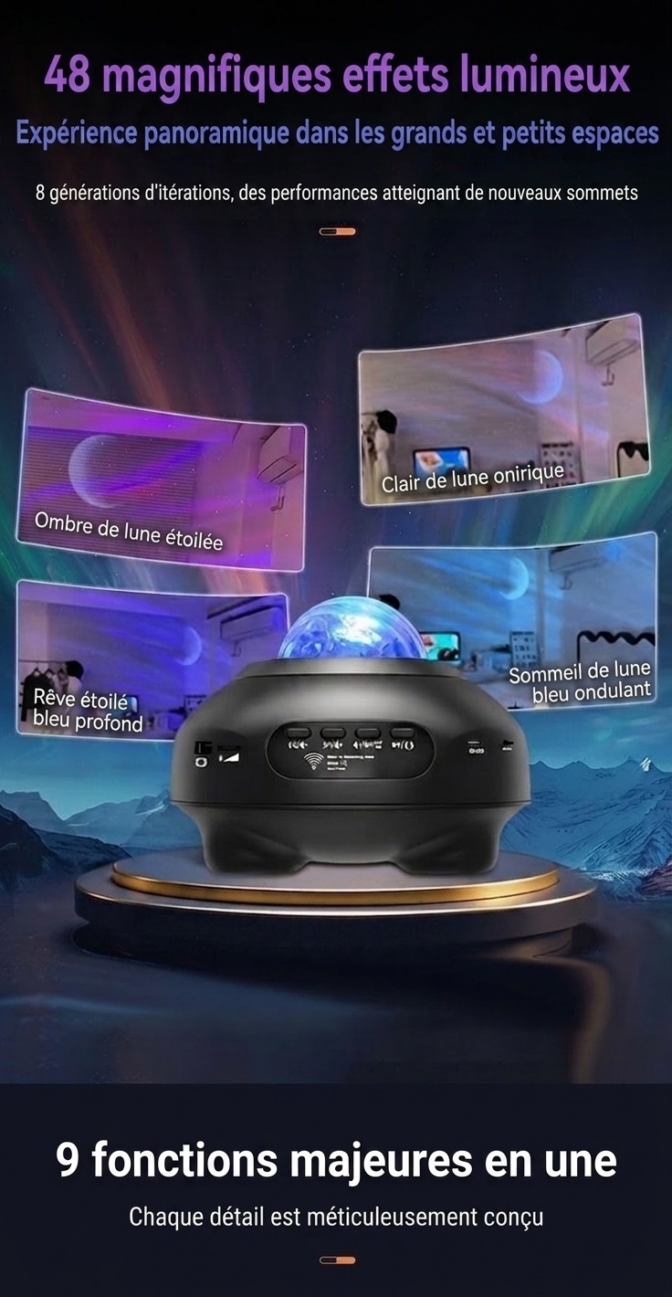 Projecteur d'étoiles Aurora avec haut-parleur Bluetooth et application de contrôle