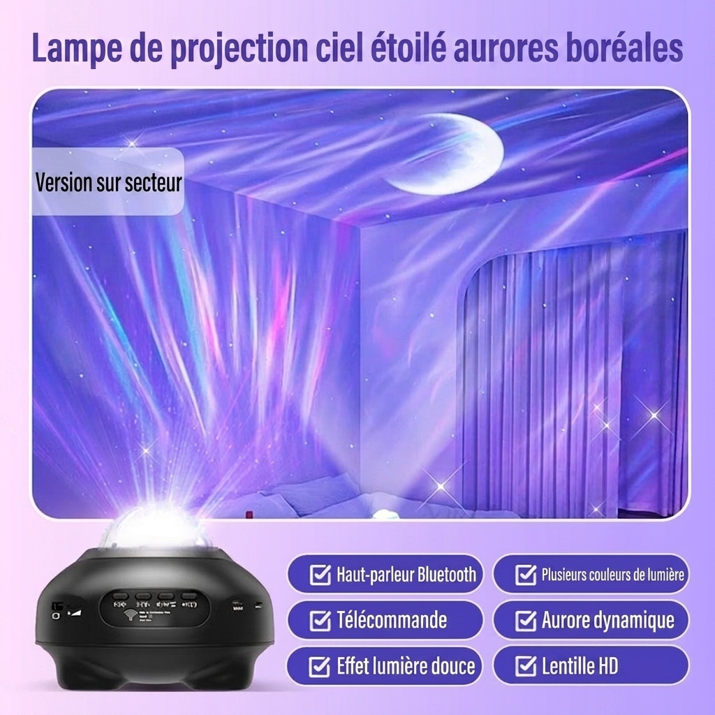 Projecteur d'étoiles Aurora avec haut-parleur Bluetooth et application de contrôle