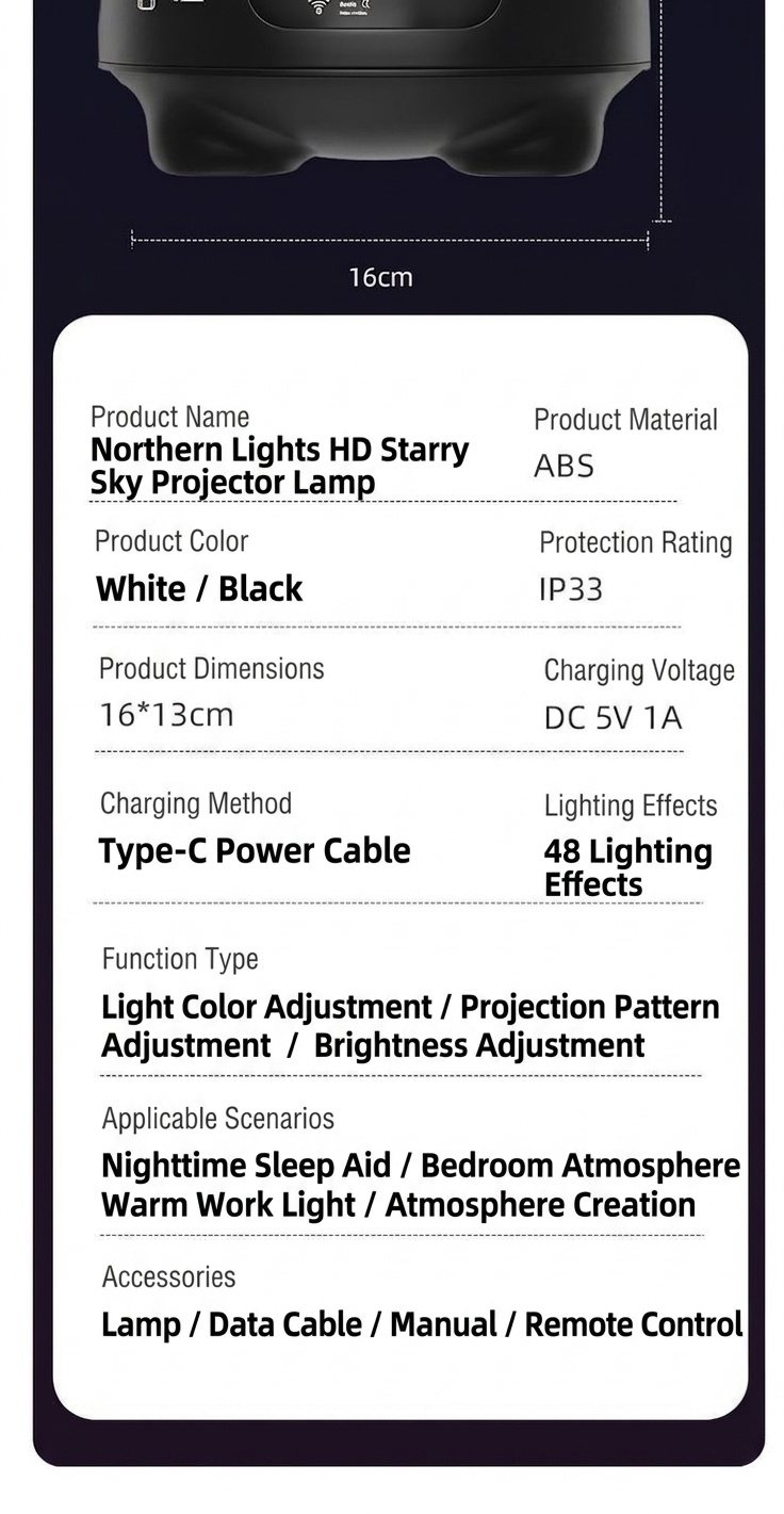 Aurora Star Projector with Bluetooth Speaker & App Control