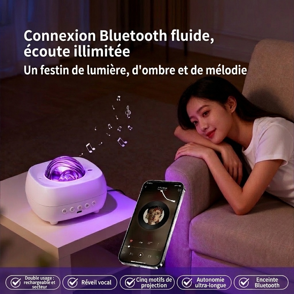 Aurora Star Projector with Bluetooth Speaker & Voice Control