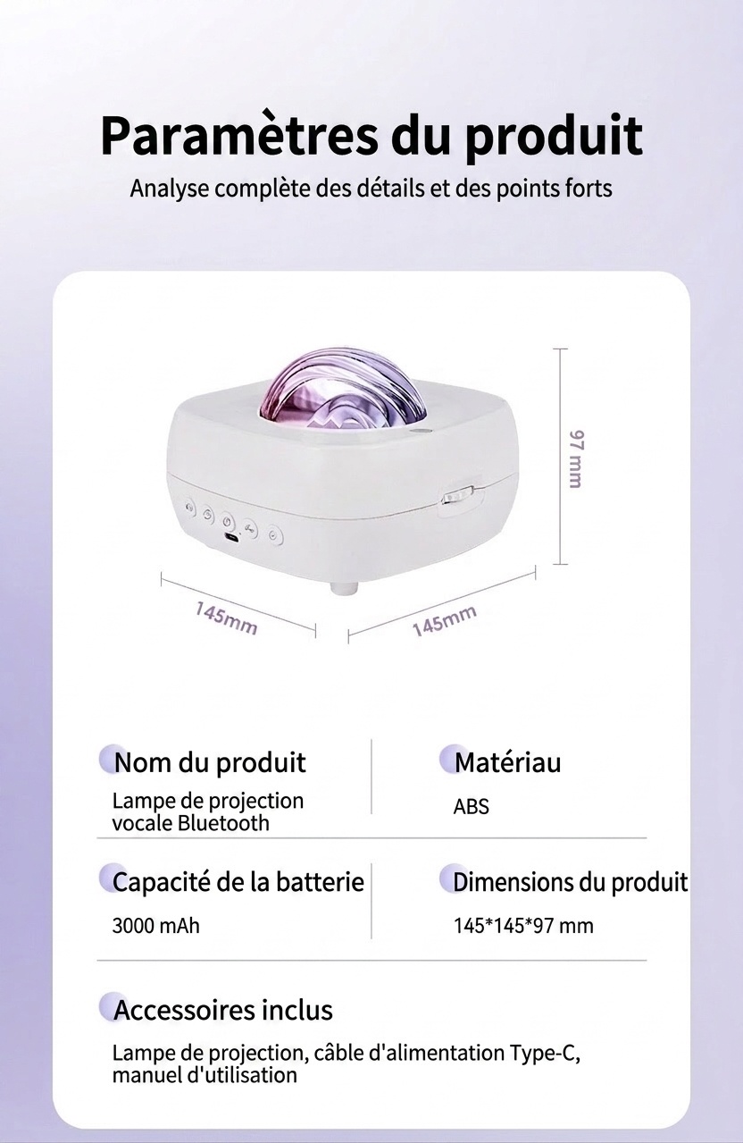 Aurora Star Projector with Bluetooth Speaker & Voice Control
