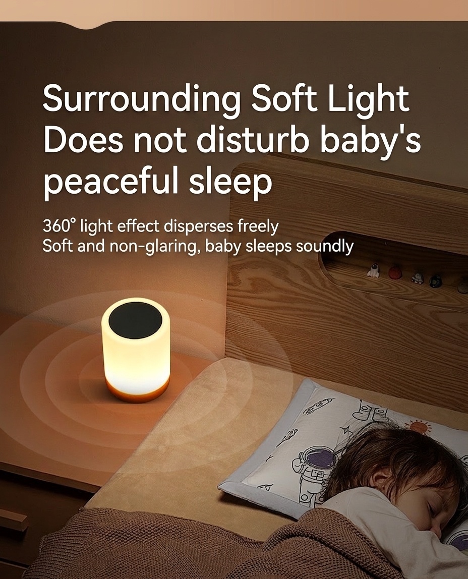 Portable RGB LED Touch Lamp - Dimmable Night Light with Wood Base