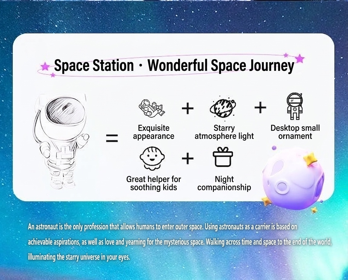 Astronaut Galaxy Projector Starry Sky Night Light with Timer