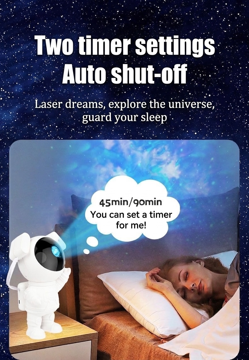 Astronaut Galaxy Projector Starry Sky Night Light with Timer