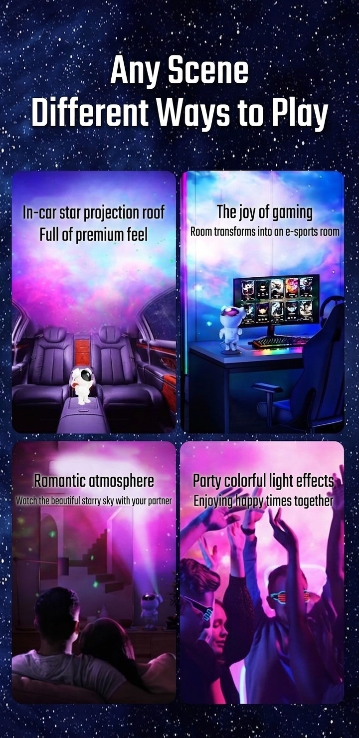 Astronaut Galaxy Projector Starry Sky Night Light with Timer
