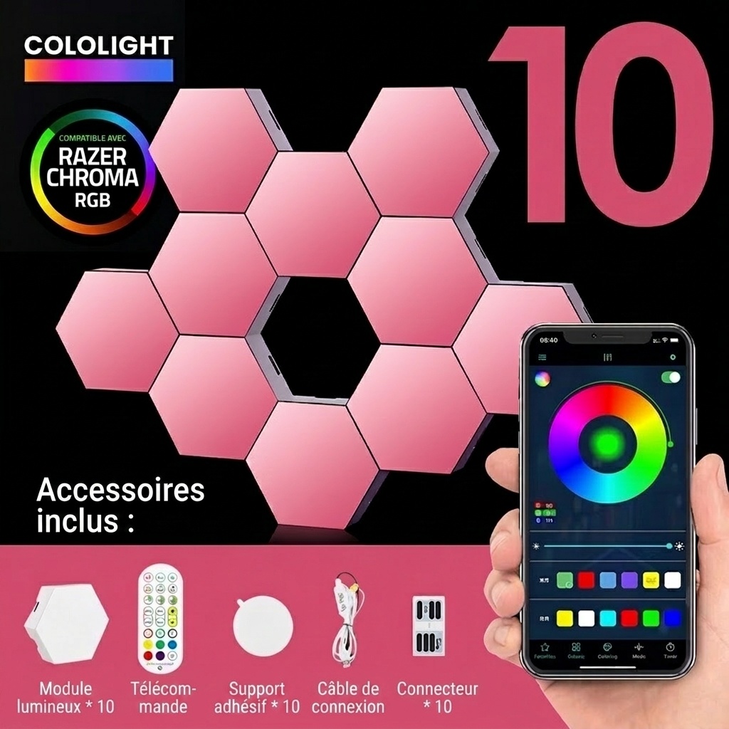 Smart RGB Hexagon LED Wall Lights - Modular Gaming Room Decor