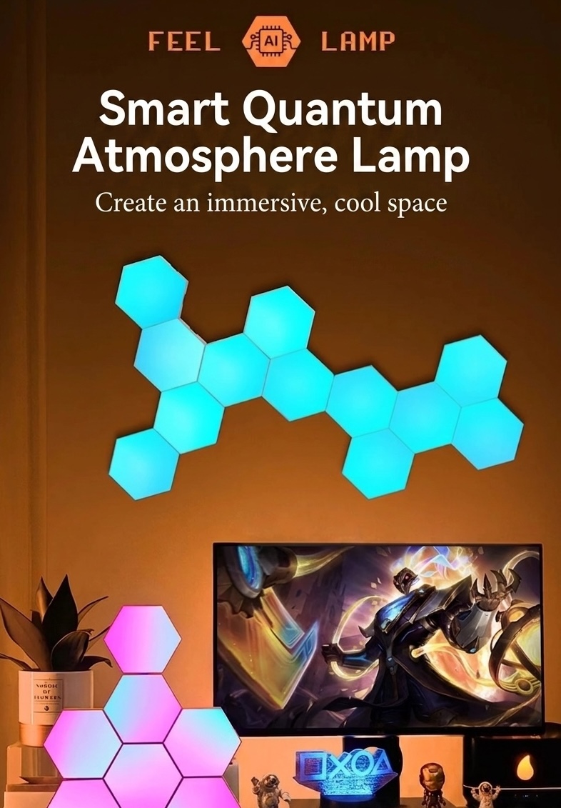 Smart RGB Hexagon LED Wall Lights - Modular Gaming Room Decor