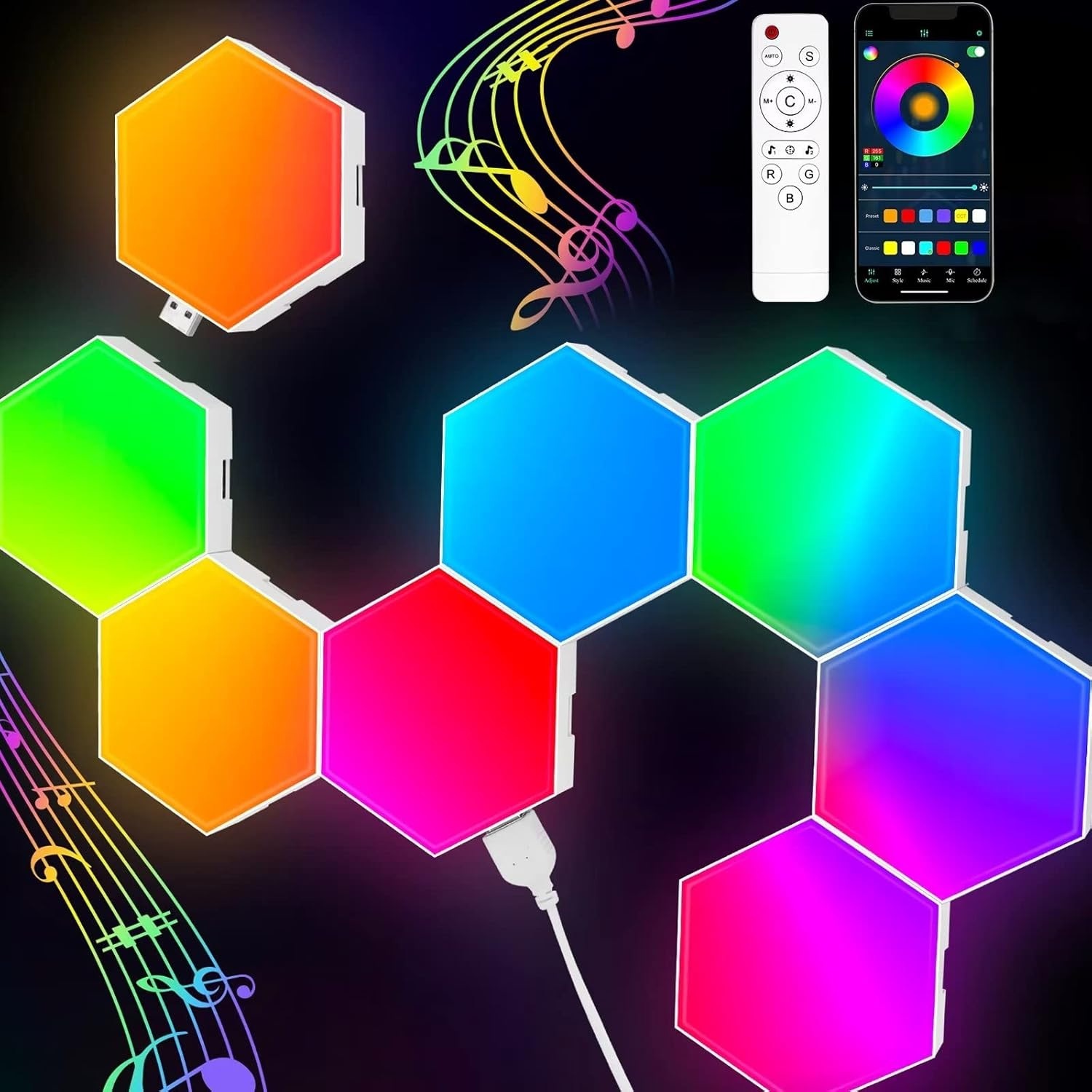 Smart RGB Hexagon LED Wall Lights - Modular Gaming Room Decor