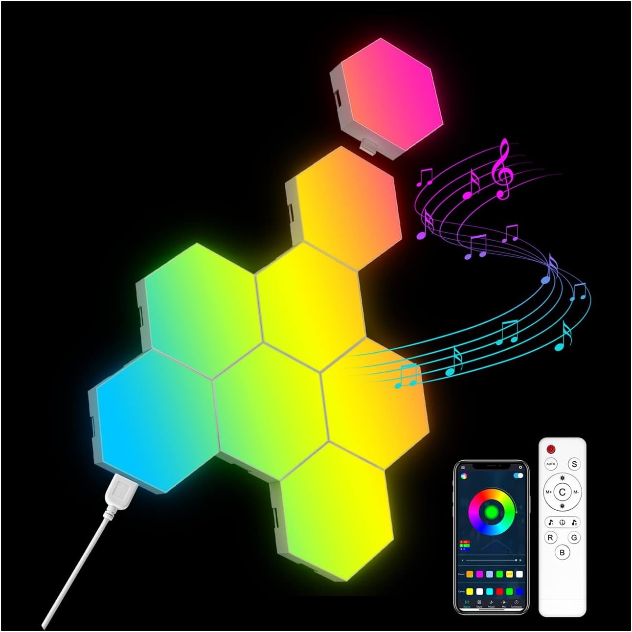 Smart RGB Hexagon LED Wall Lights - Modular Gaming Room Decor