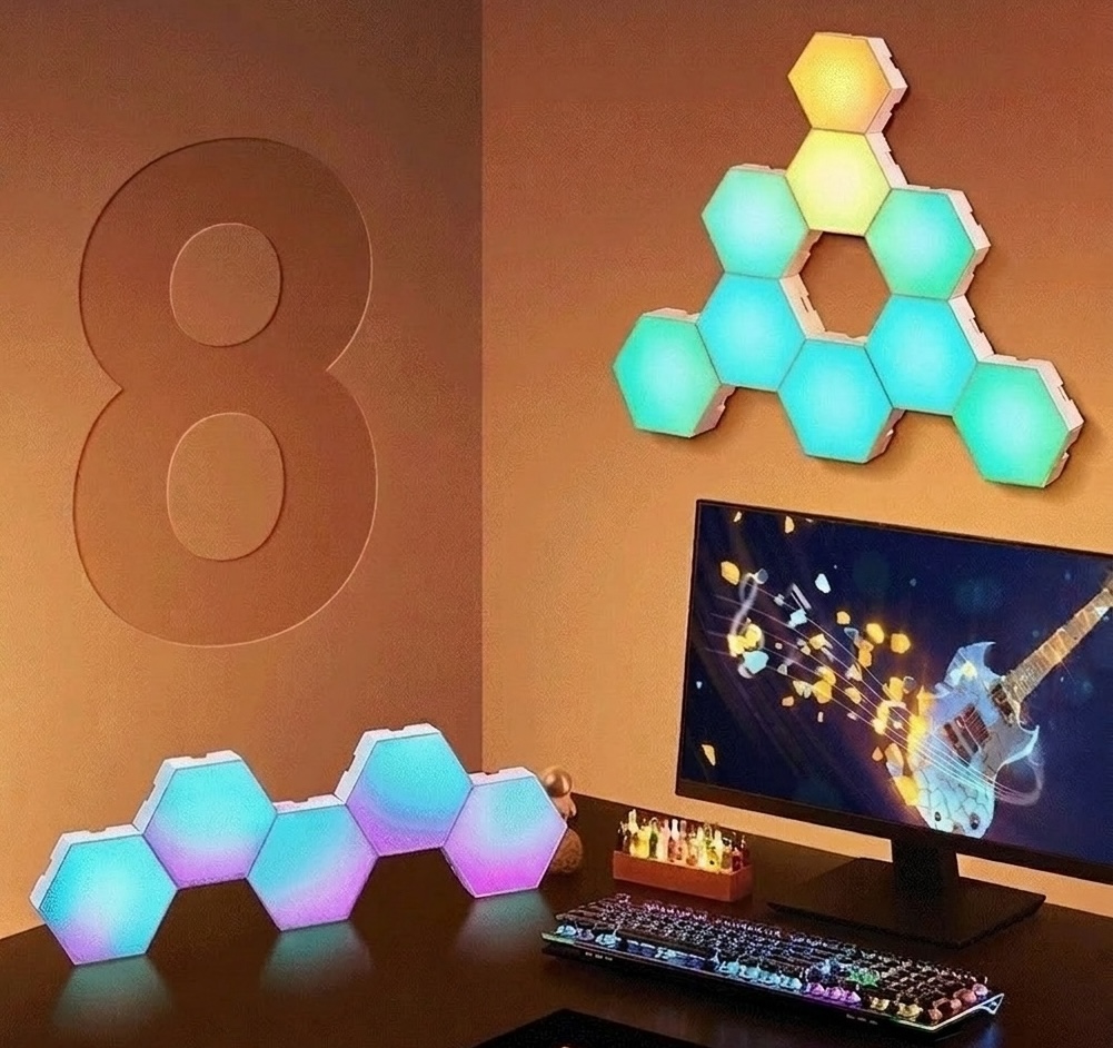 Smart RGB Hexagon LED Wall Lights - Modular Gaming Room Decor
