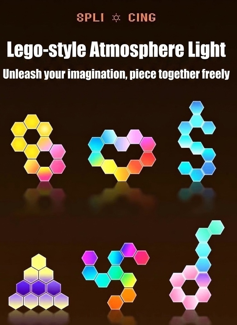 Smart RGB Hexagon LED Wall Lights - Modular Gaming Room Decor