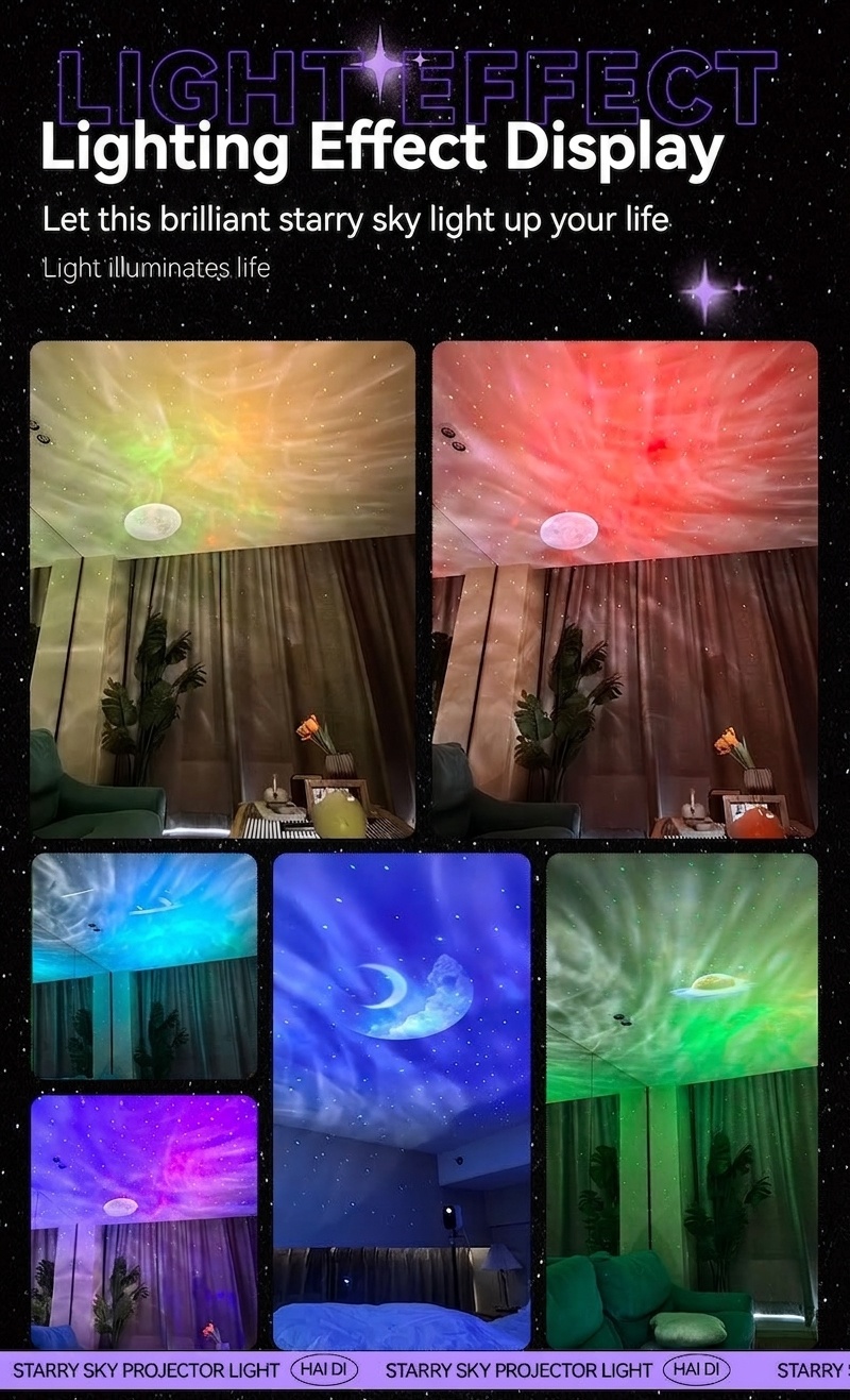 Aurora Star Projector Night Light with Bluetooth Speaker & Timer