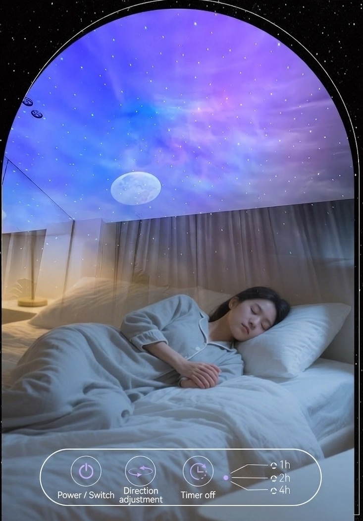 Aurora Star Projector Night Light with Bluetooth Speaker & Timer