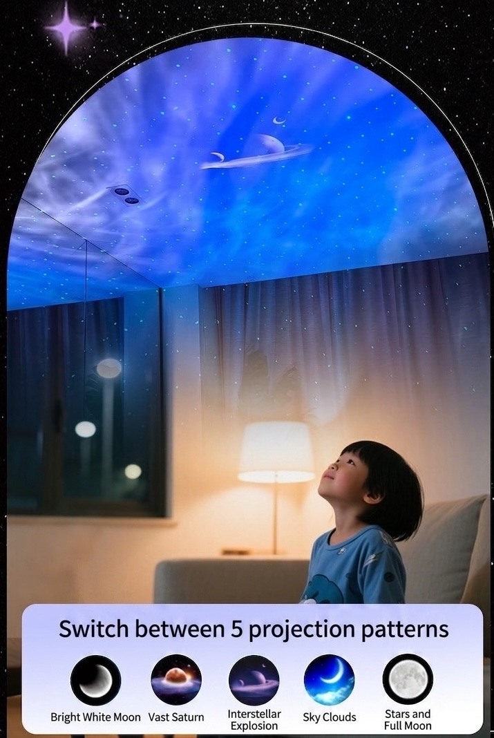 Aurora Star Projector Night Light with Bluetooth Speaker & Timer