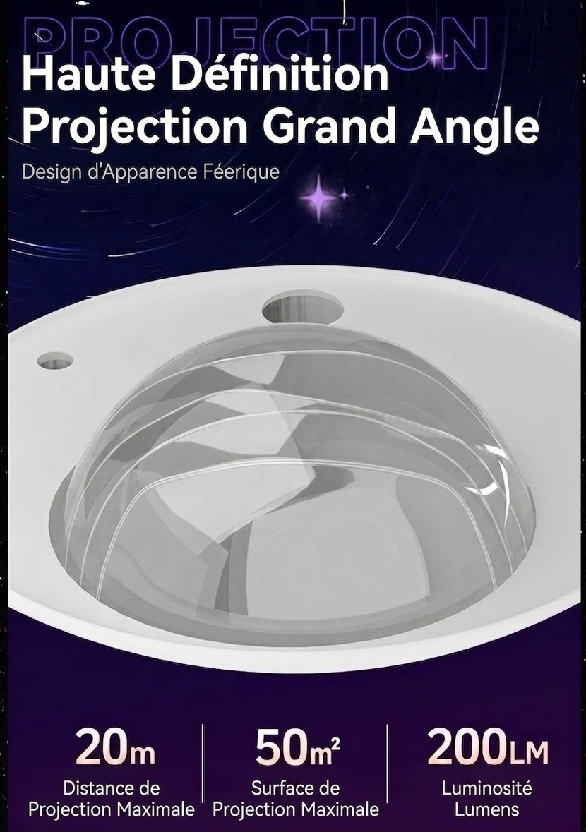 Veilleuse projecteur d'étoiles Aurora avec haut-parleur Bluetooth et minuterie