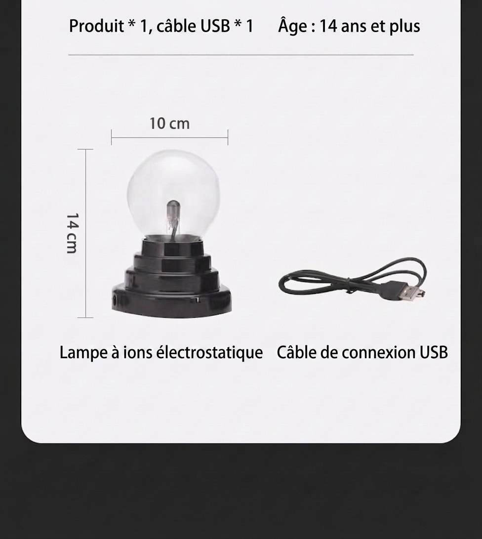 Interactive Plasma Ball Light - USB Powered Magic Globe Lamp