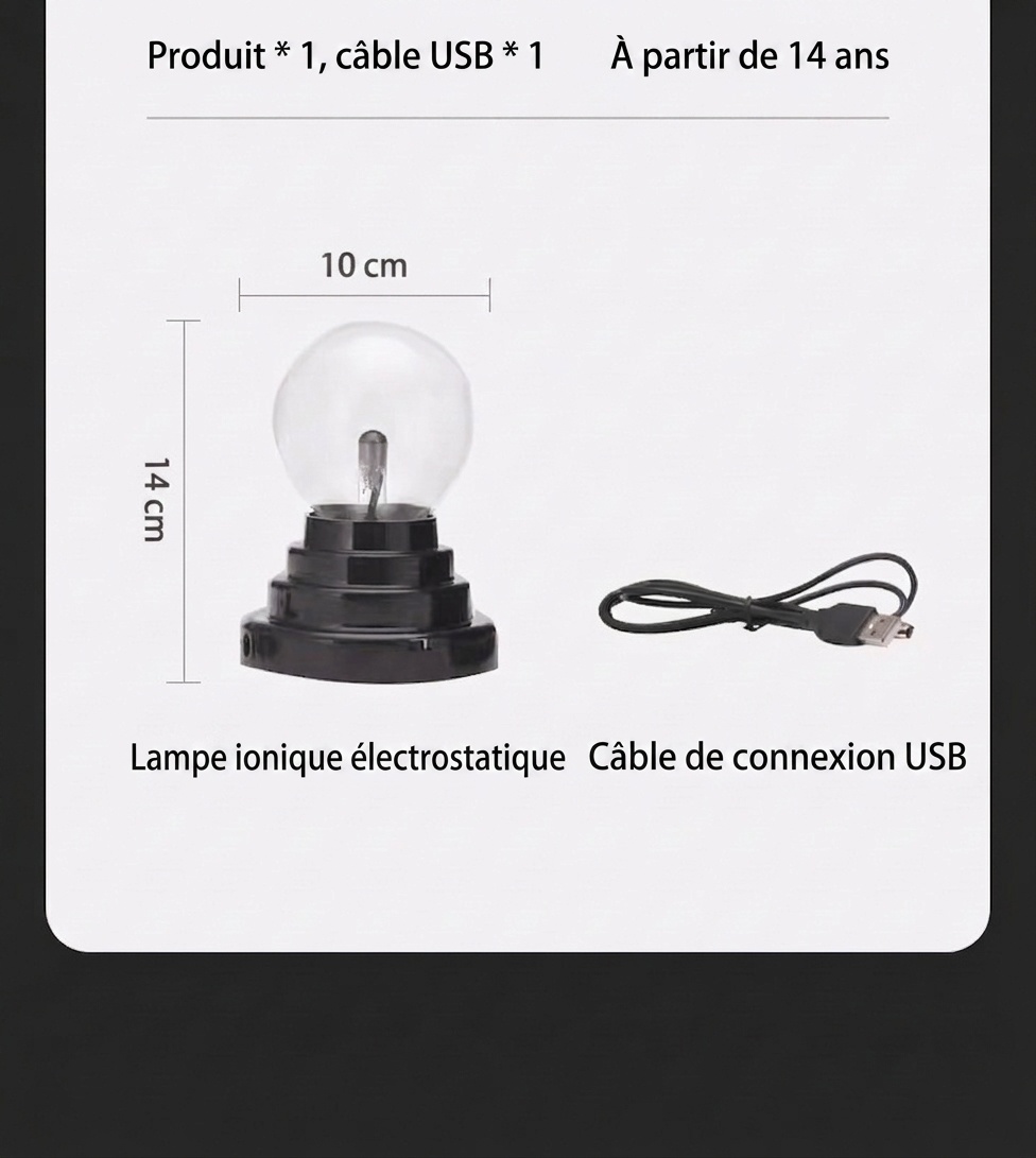 Interactive Plasma Ball Light - USB Powered Magic Globe Lamp