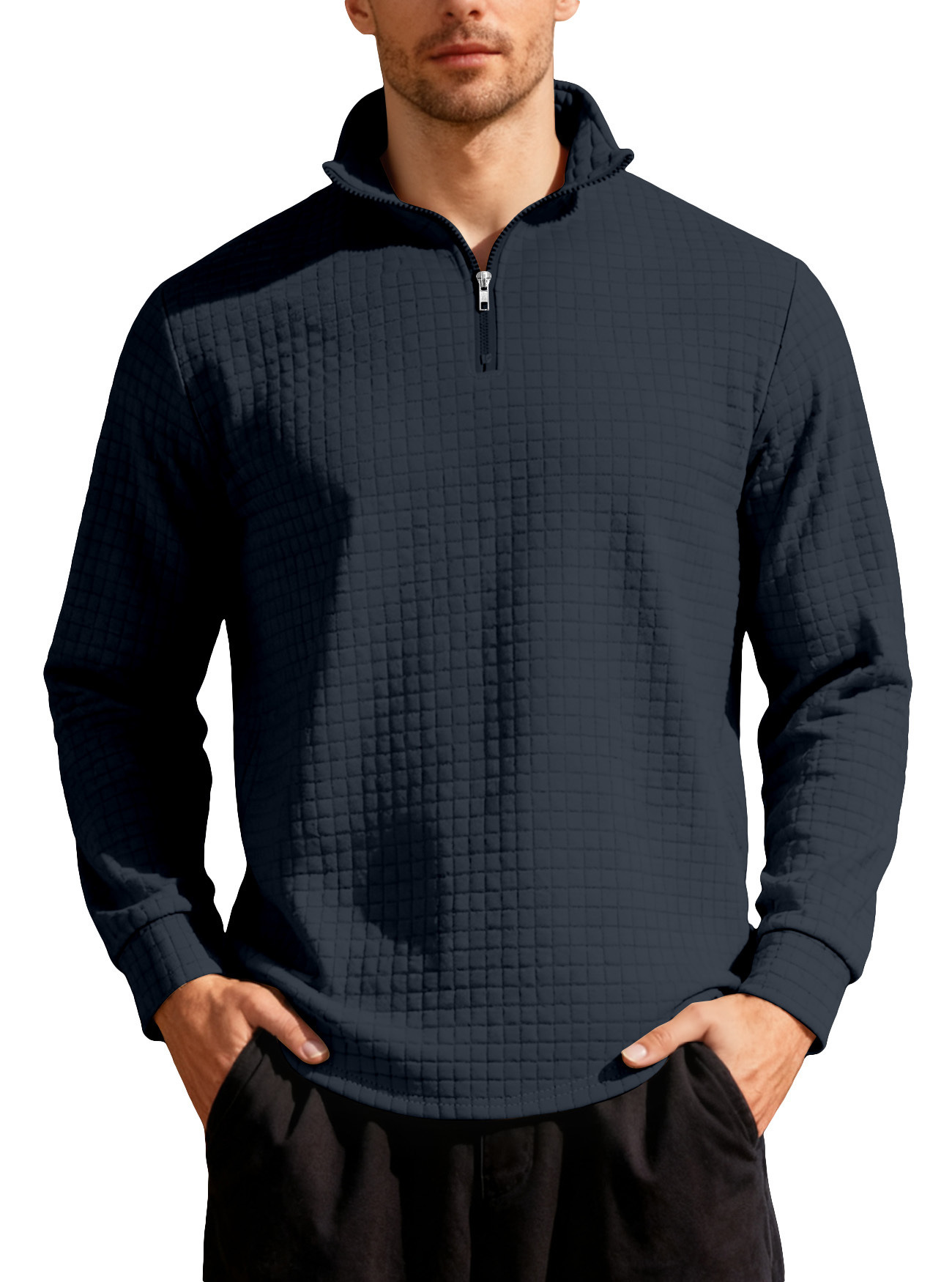 Men's Jacquard Half Zip Pullover Sweatshirt - American Casual Fall/Winter NDF-00047