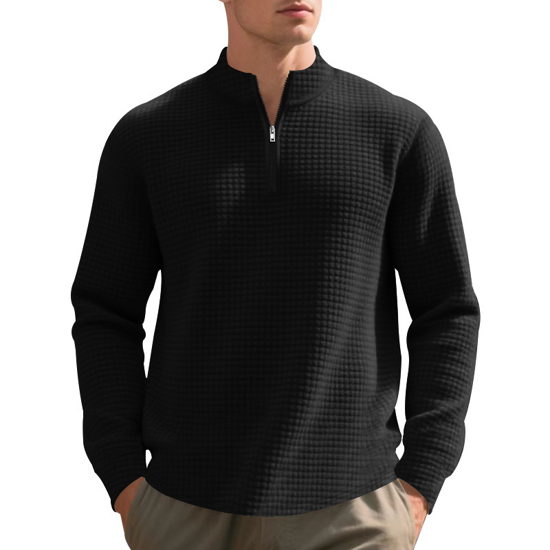 Men's Jacquard Half Zip Pullover Sweatshirt - American Casual Fall/Winter NDF-00047
