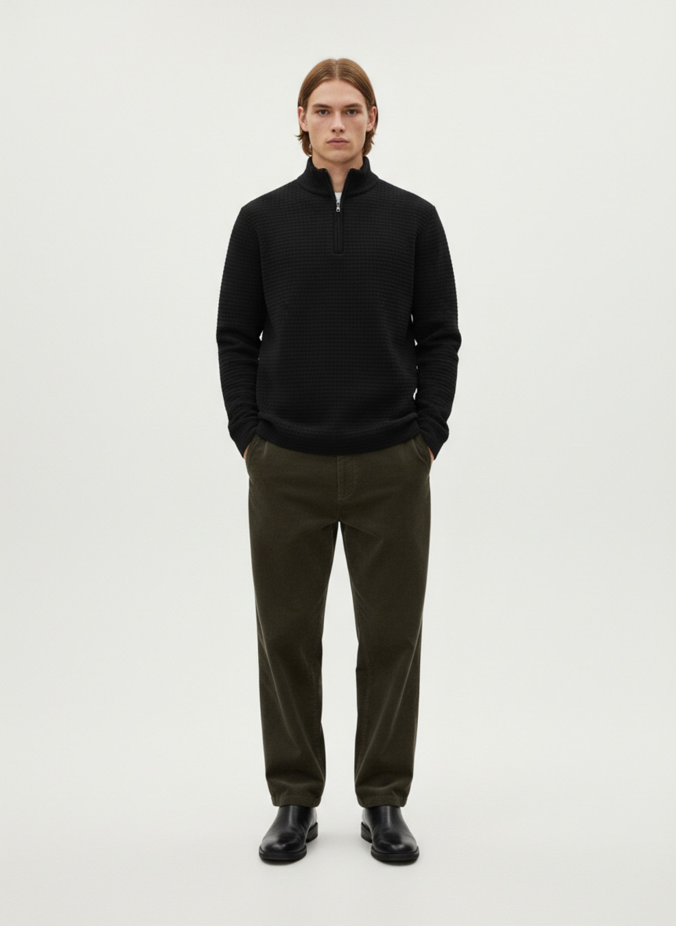 Men's Jacquard Half Zip Pullover Sweatshirt - American Casual Fall/Winter NDF-00047