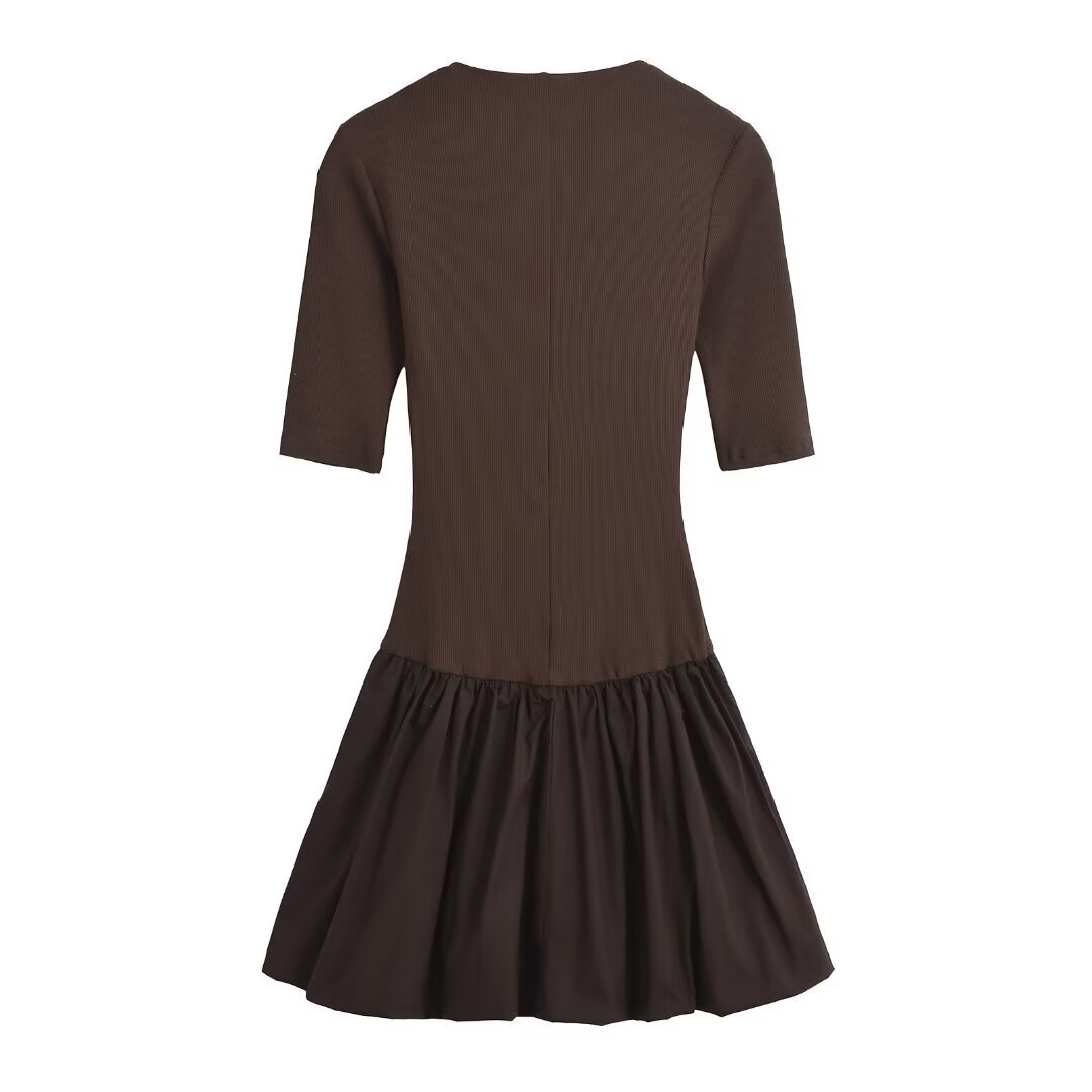 Women's Classic Patchwork Short Sleeve Dress KUN-00148