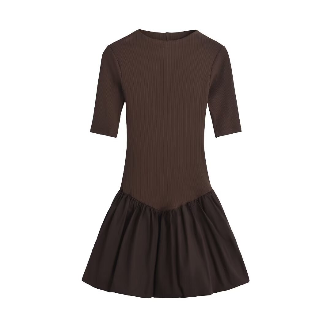 Women's Classic Patchwork Short Sleeve Dress KUN-00148