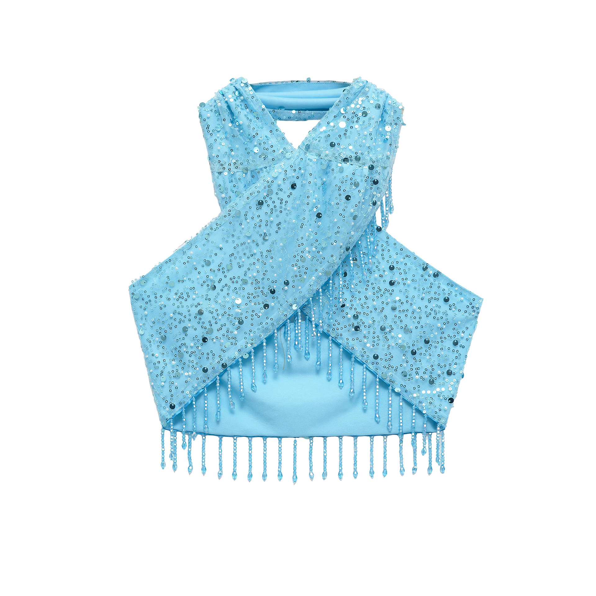 Conjunto de top y falda con borlas de lentejuelas para mujer KUN-00089