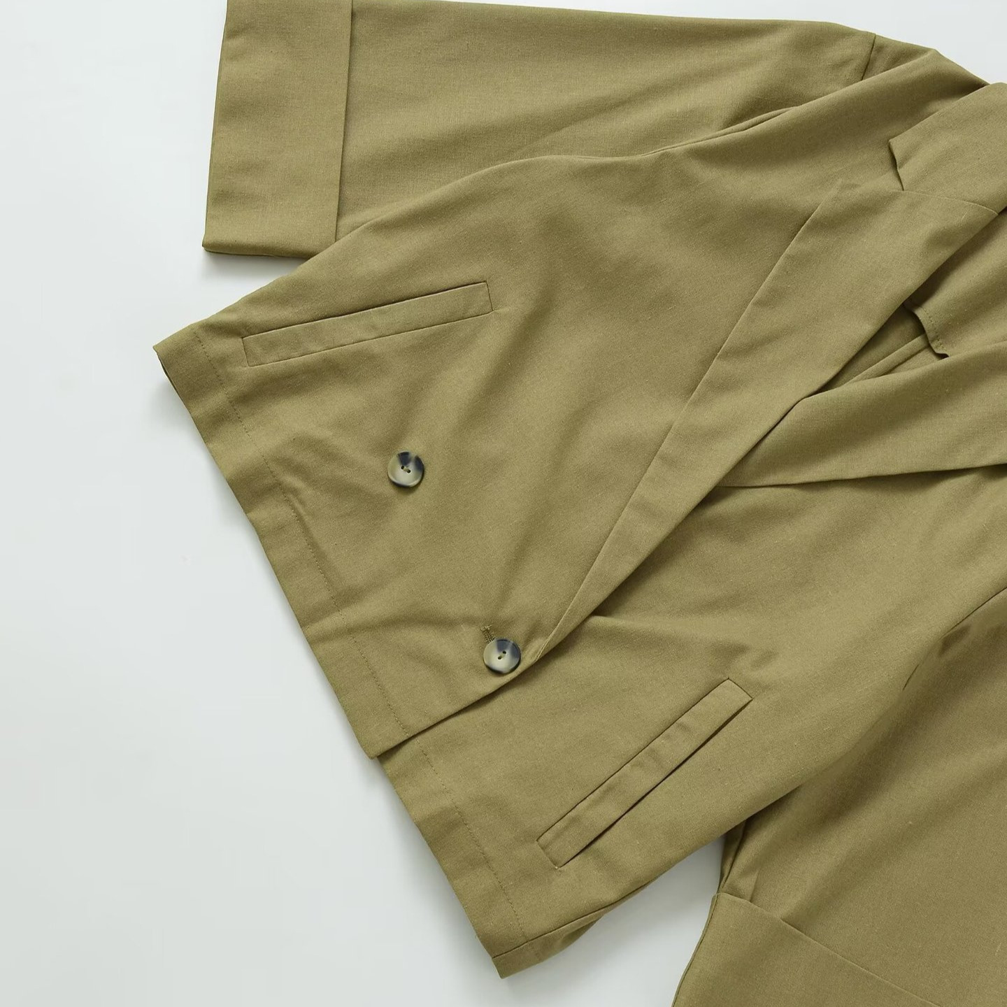 Blazer cruzado de mezcla de lino - Chaqueta de estilo europeo para mujer KUN-00022