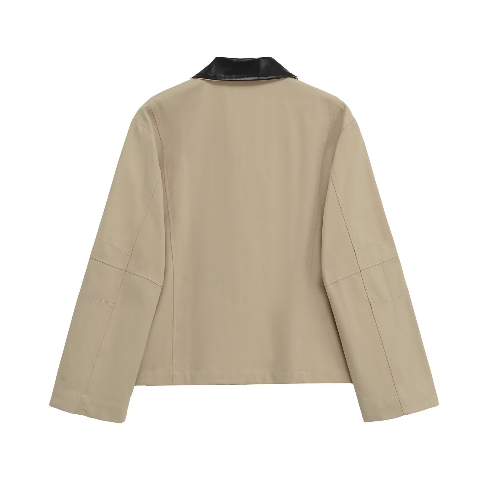 Leren jasje met revers en patchwork, casual chic KUN-00129
