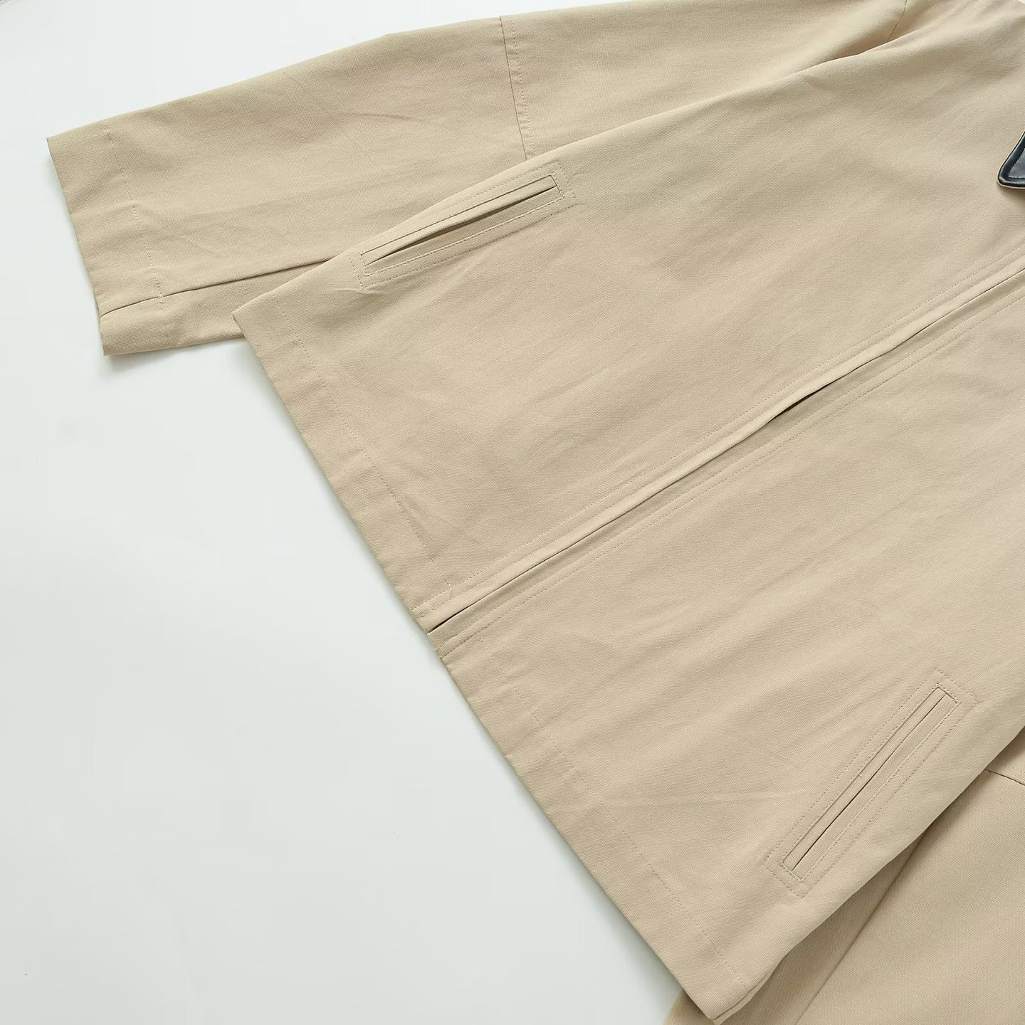 Leren jasje met revers en patchwork, casual chic KUN-00129