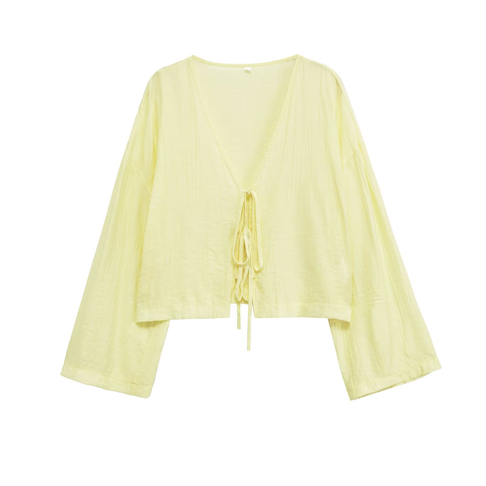 Damestop met gedrapeerde schouders en lange mouwen - Geplooide details KUN-00120