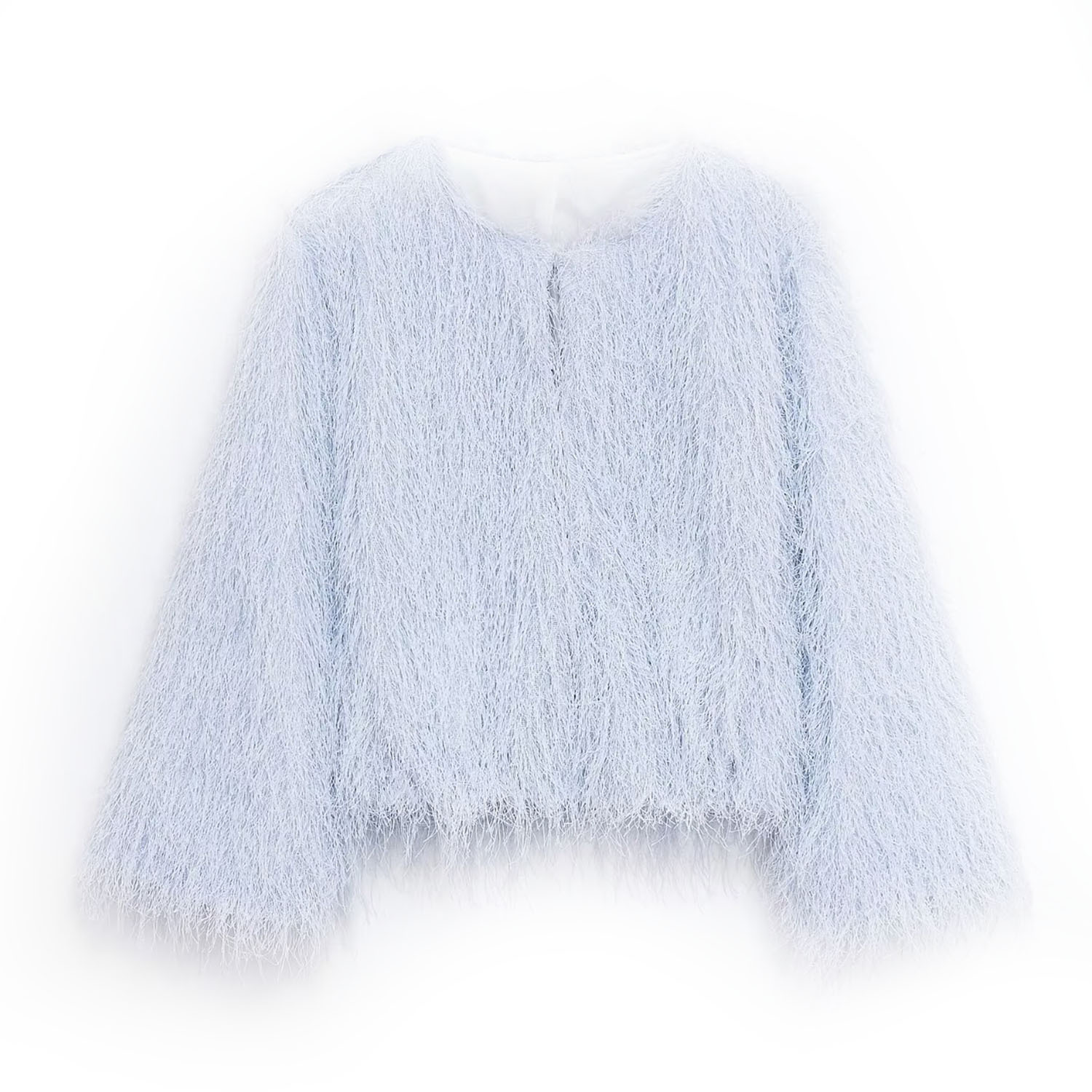 Chaqueta vaquera con flecos para mujer - Azul claro de moda KUN-00126