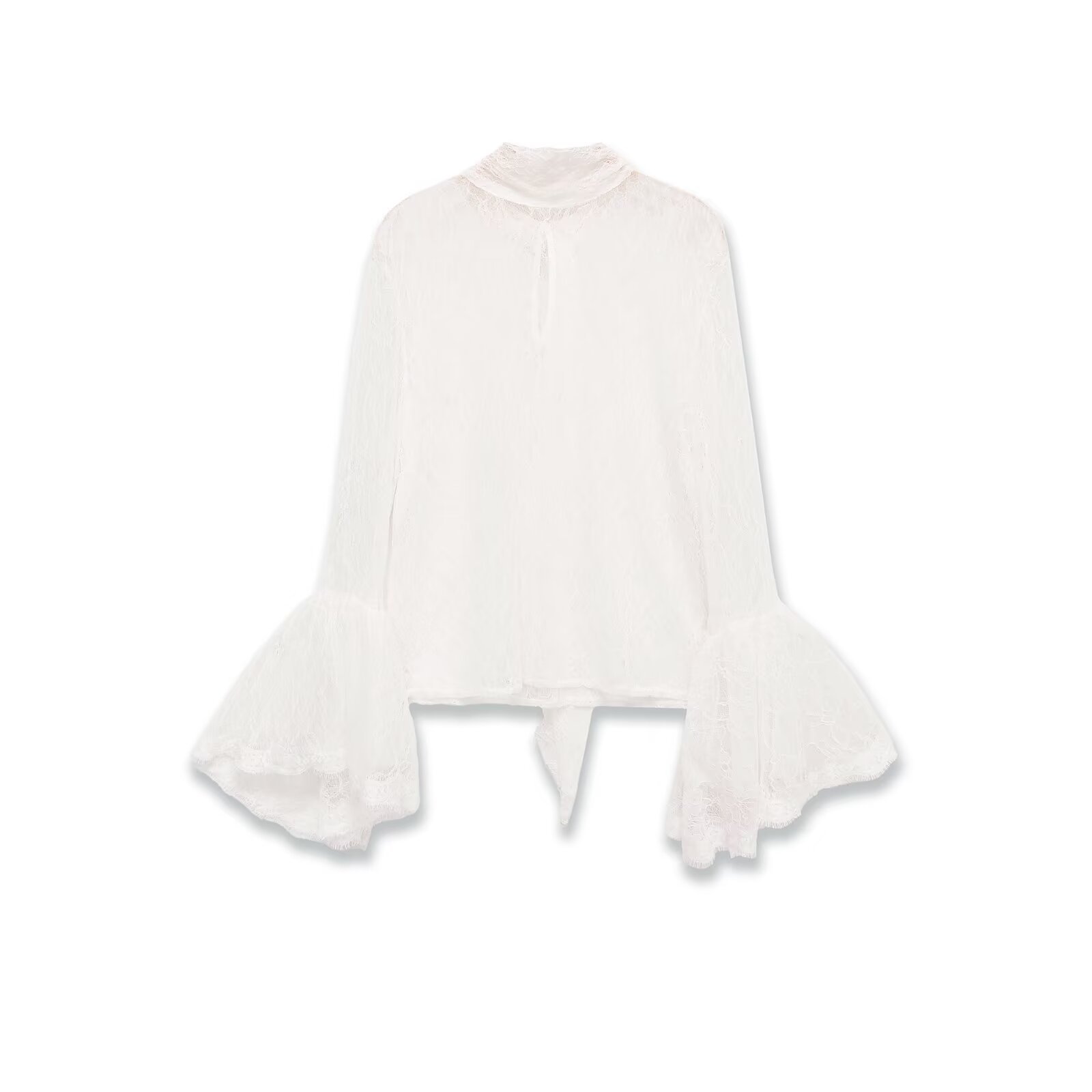 Punk-Bluse mit Glockenärmeln und Spitzenbesatz KUN-00058