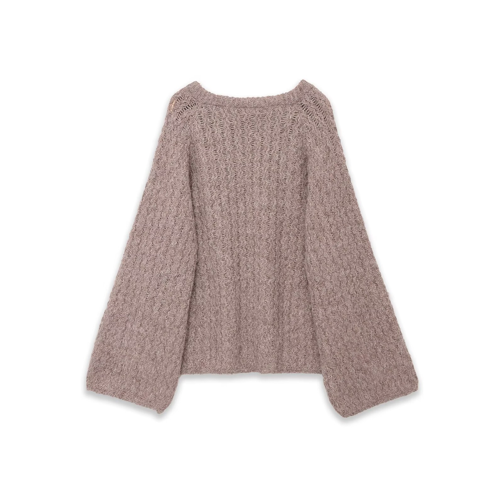 Knit Sweater Silk Ribbon Pullover Top KUN-00007